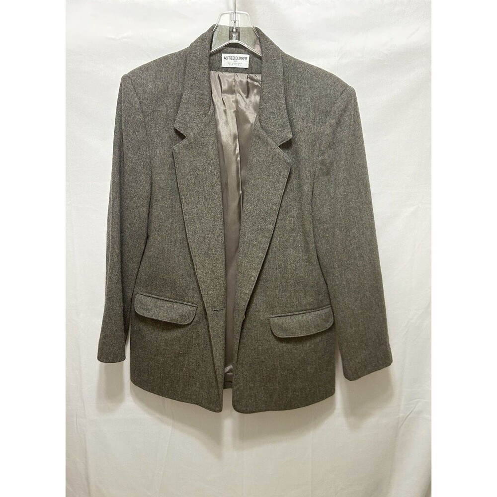 Alfred Dunner Womens‎ 10 Gray 100 % Wool Blazer Jacket